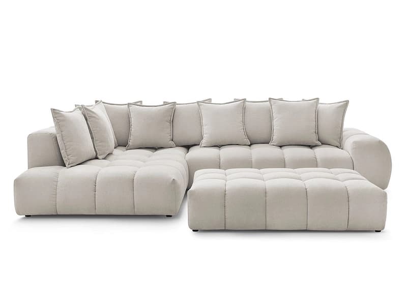 Ecksofa mit Hocker BOBOCHIC EVEREST Stoff mit Textur beige