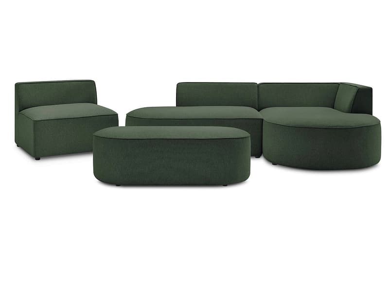Ecksofa mit Hocker BOBOCHIC ROUSSEAU Stoff chiniert grün