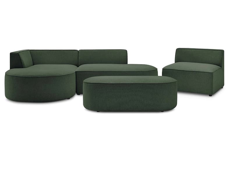 Ecksofa mit Hocker BOBOCHIC ROUSSEAU Stoff chiniert grün