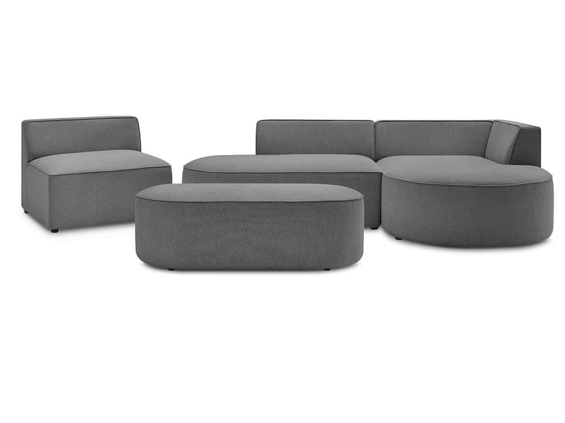 Ecksofa mit Hocker BOBOCHIC ROUSSEAU Stoff chiniert dunkelgrau