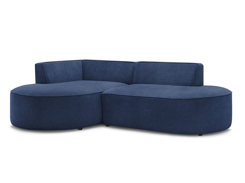 Ecksofa BOBOCHIC ROUSSEAU Stoff mit Textur dunkelblau
