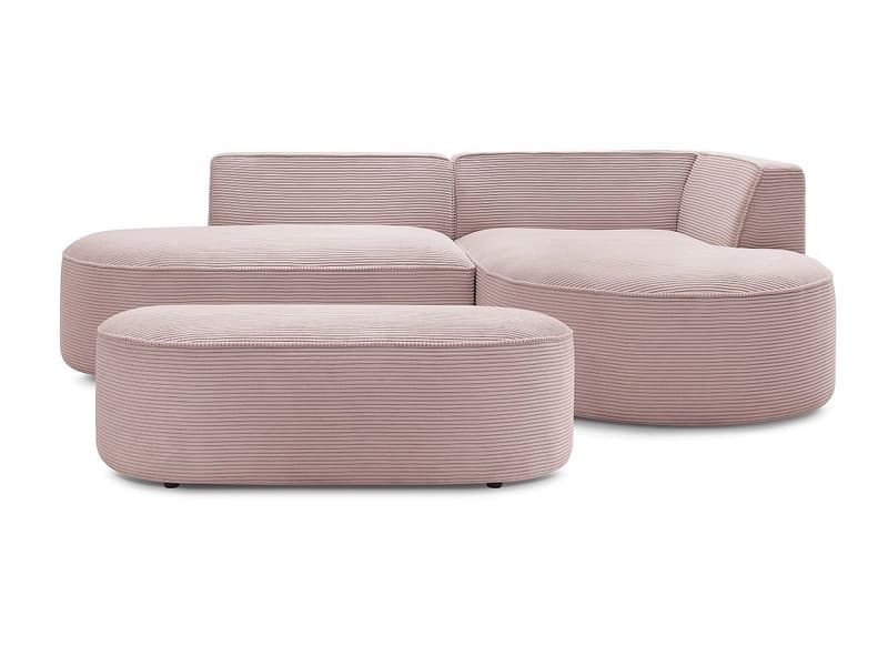 Ecksofa mit Hocker BOBOCHIC ROUSSEAU Cord-Stoff violett