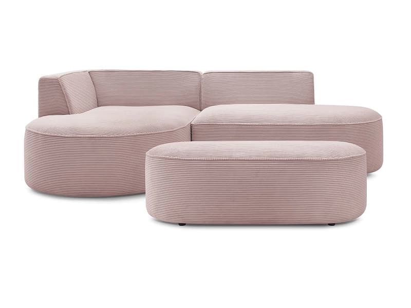 Ecksofa mit Hocker BOBOCHIC ROUSSEAU Cord-Stoff violett