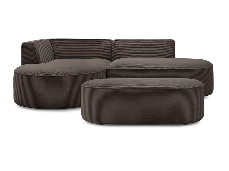 Ecksofa mit Hocker BOBOCHIC ROUSSEAU Cord-Stoff rotbraun