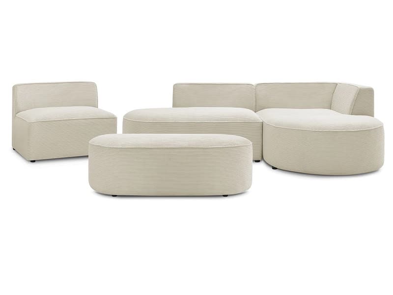 Ecksofa mit Hocker BOBOCHIC ROUSSEAU Cord-Stoff beige