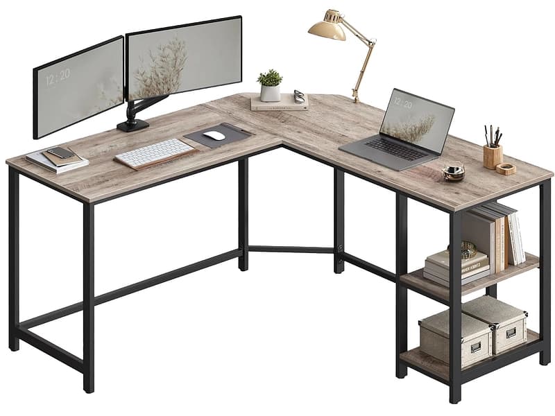 Eckschreibtisch SONGMICS ROCKY 138x138x76cm elfenbein