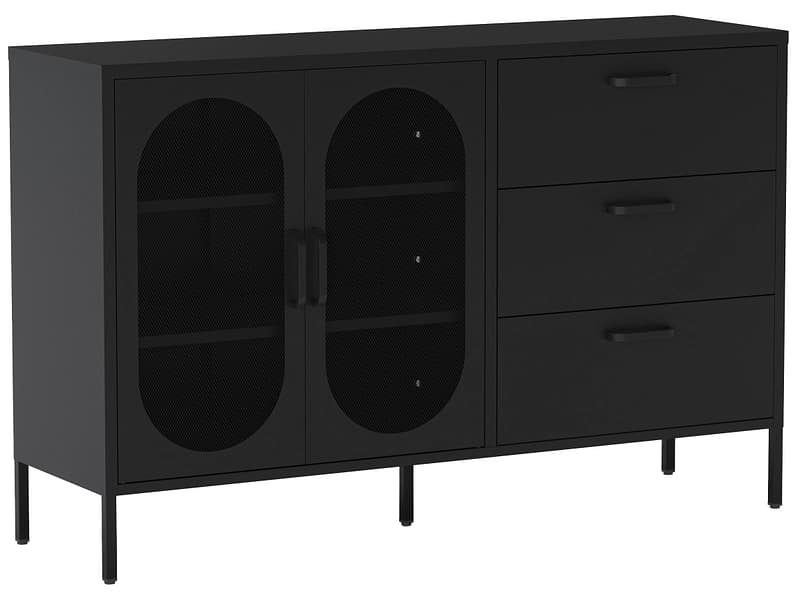 Sideboard MARCKERIC DIORA 2 Türen 3 Schubladen 40x140x90cm schwarz lackiert