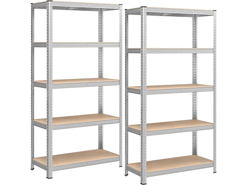 SONGMICS Set aus 2 Schwerlastregalen SMART 90x180x40cm mdf teakholz-look