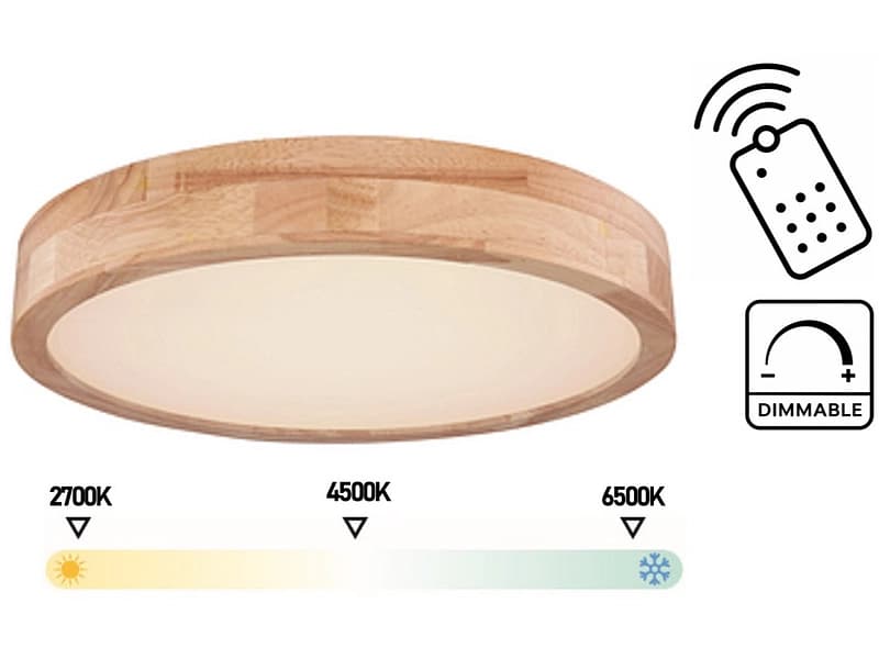 Deckenlampe LED RAINER variable Intensität 40cm 24W holz
