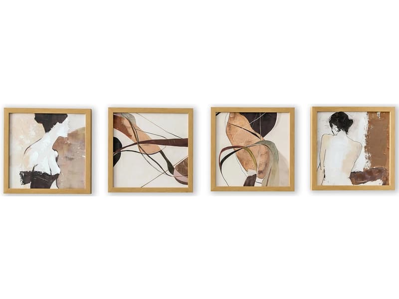 Bedruckte und handbemalte Leinwand AMIR 3-teilig mehrfarbig 30x30x2.5cm