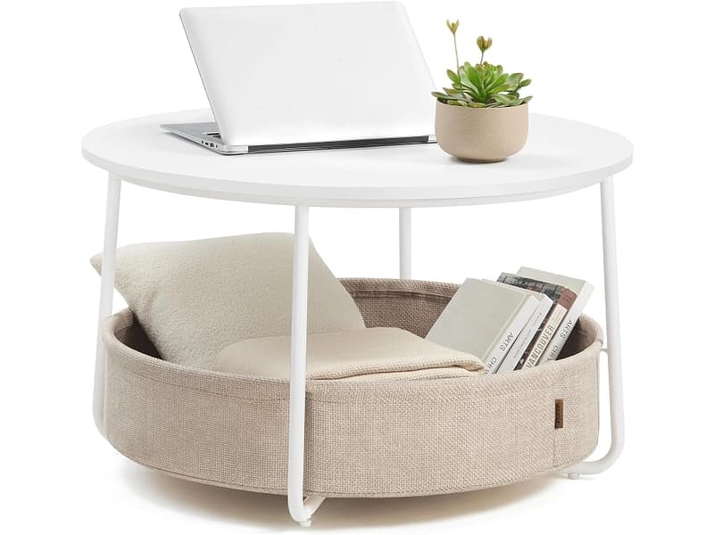 SONGMICS Couchtish SADY 75x75x45cm weiss
