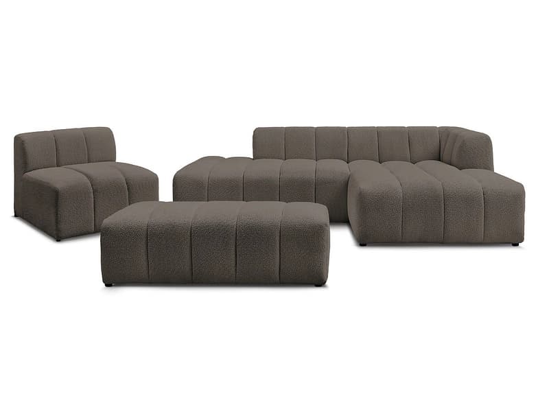 BOBOCHIC Ecksofa mit Hocker ANNECY Boucle-Stoff rotbraun