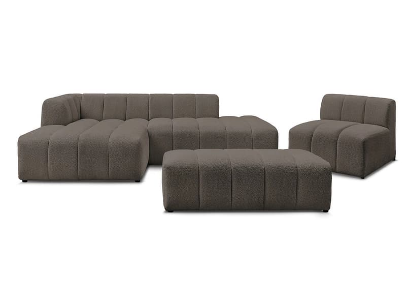 BOBOCHIC Ecksofa mit Hocker ANNECY Boucle-Stoff rotbraun