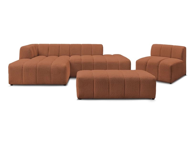 BOBOCHIC Ecksofa mit Hocker ANNECY Boucle-Stoff orange
