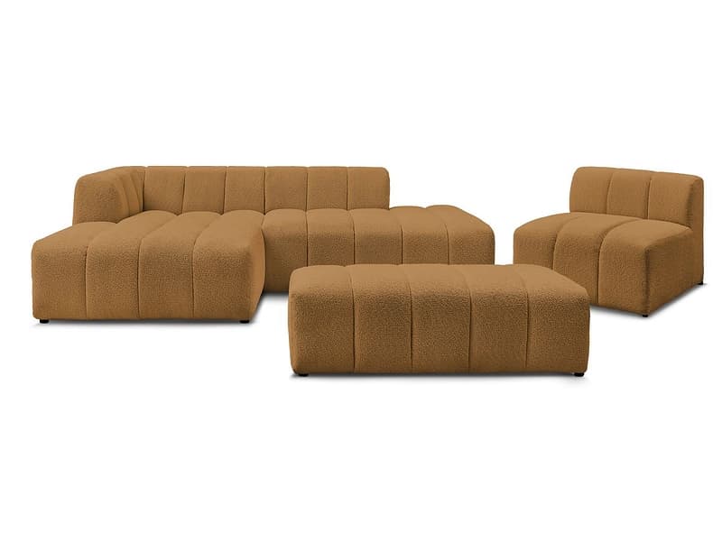 BOBOCHIC Ecksofa mit Hocker ANNECY Boucle-Stoff gelb