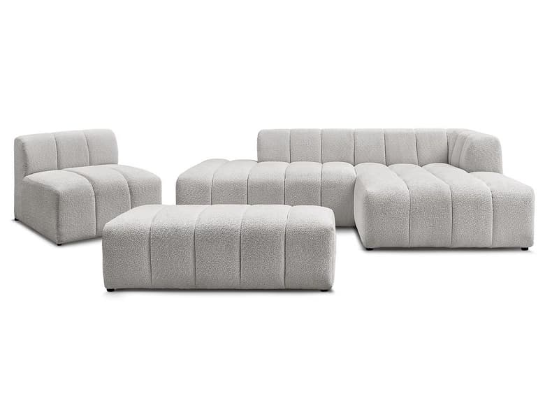 BOBOCHIC Ecksofa mit Hocker ANNECY Boucle-Stoff hellgrau