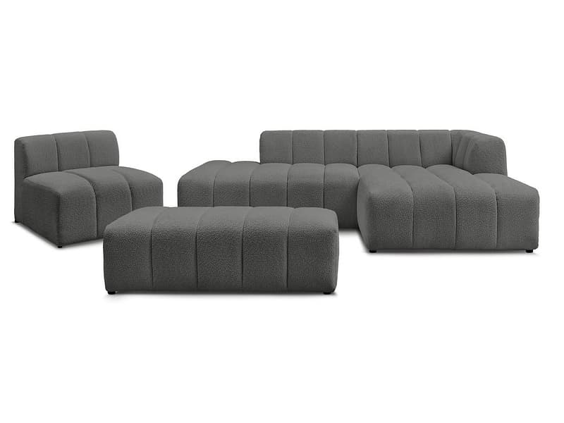 BOBOCHIC Ecksofa mit Hocker ANNECY Boucle-Stoff dunkelgrau