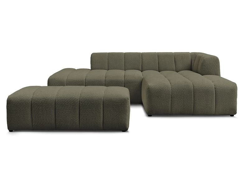Ecksofa mit Hocker BOBOCHIC ANNECY Boucle-Stoff grün