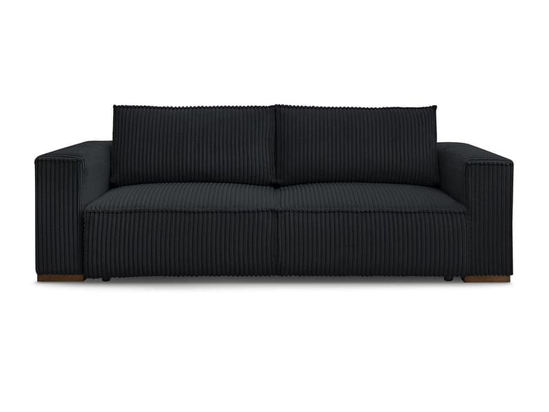 3er Sofa BOBOCHIC CHELSEA Cord-Stoff schwarz