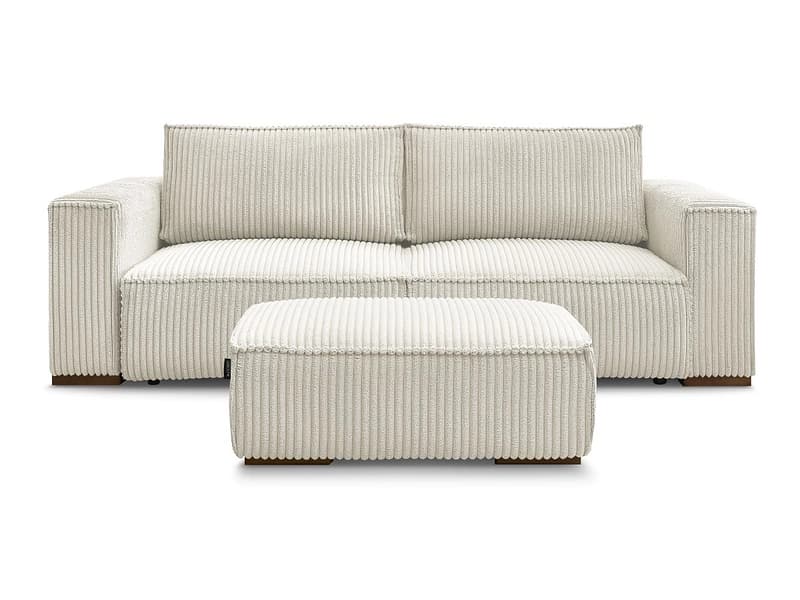 3er Sofa mit Hocker BOBOCHIC CHELSEA Cord-Stoff beige
