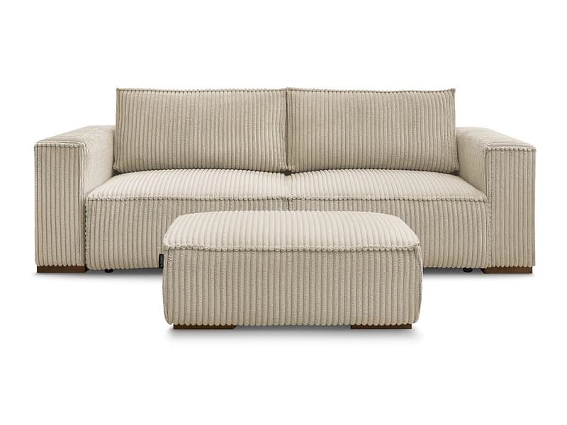 3er Sofa mit Hocker BOBOCHIC CHELSEA Cord-Stoff taupe