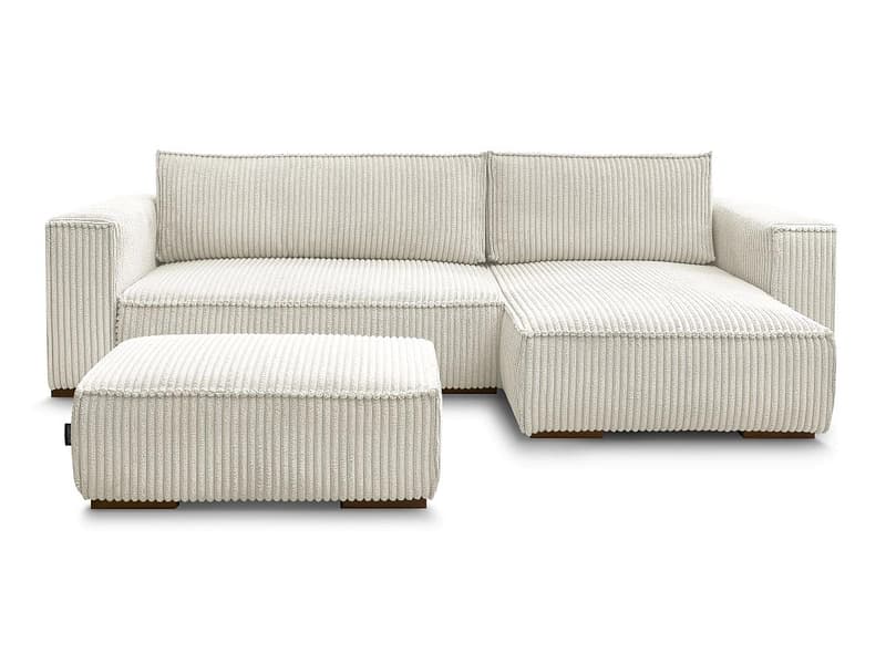 Ecksofa mit Hocker BOBOCHIC CHELSEA Cord-Stoff beige