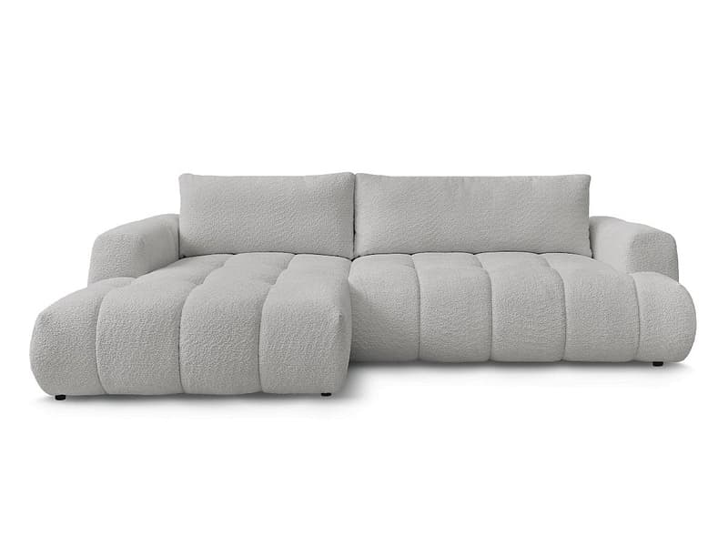 Ecksofa BOBOCHIC FUJI Boucle-Stoff hellgrau