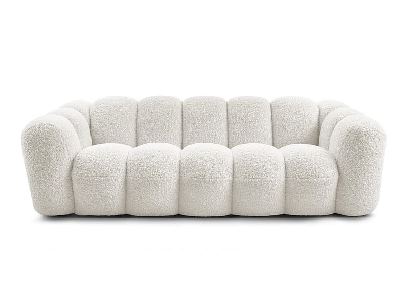 3er Sofa BOBOCHIC HIPPOLYTE Boucle-Stoff weiss
