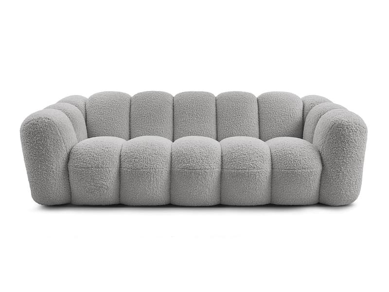 3er Sofa BOBOCHIC HIPPOLYTE Boucle-Stoff hellgrau