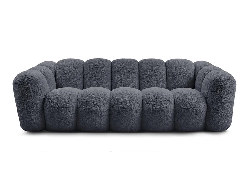 3er Sofa BOBOCHIC HIPPOLYTE Boucle-Stoff dunkelgrau
