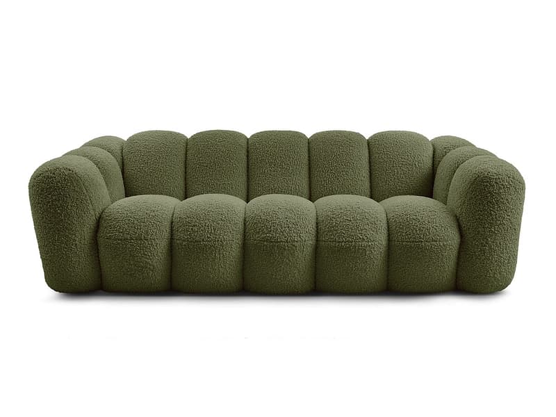 3er Sofa BOBOCHIC HIPPOLYTE Boucle-Stoff grün