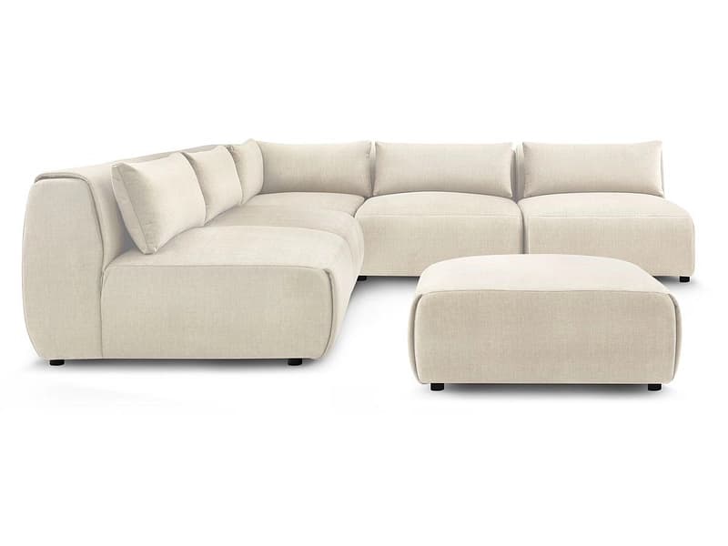 Ecksofa mit Hocker BOBOCHIC JEANNE Samt beige