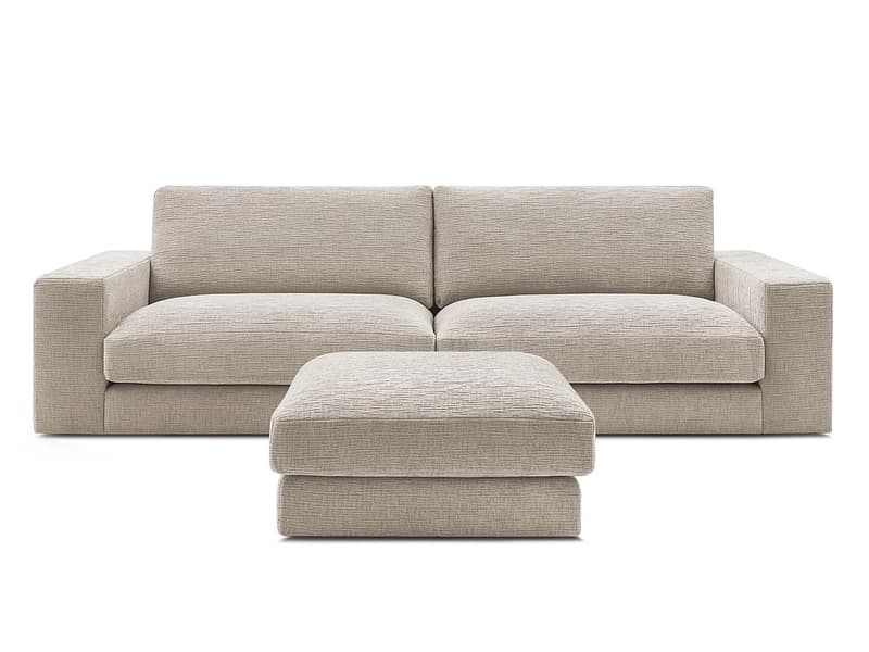 3er Sofa mit Hocker BOBOCHIC LEONARD Stoff mit Textur beige