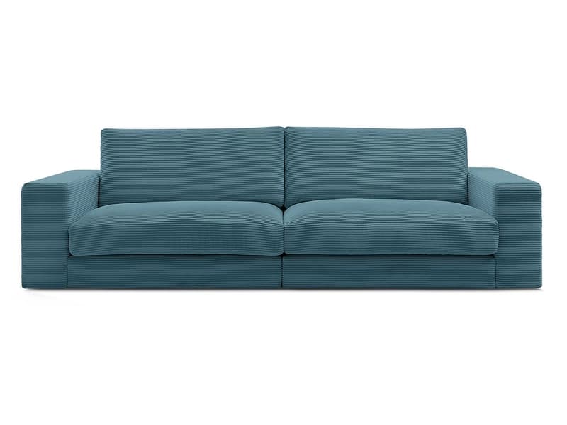 3er Sofa BOBOCHIC LEONARD Cord-Stoff hellblau