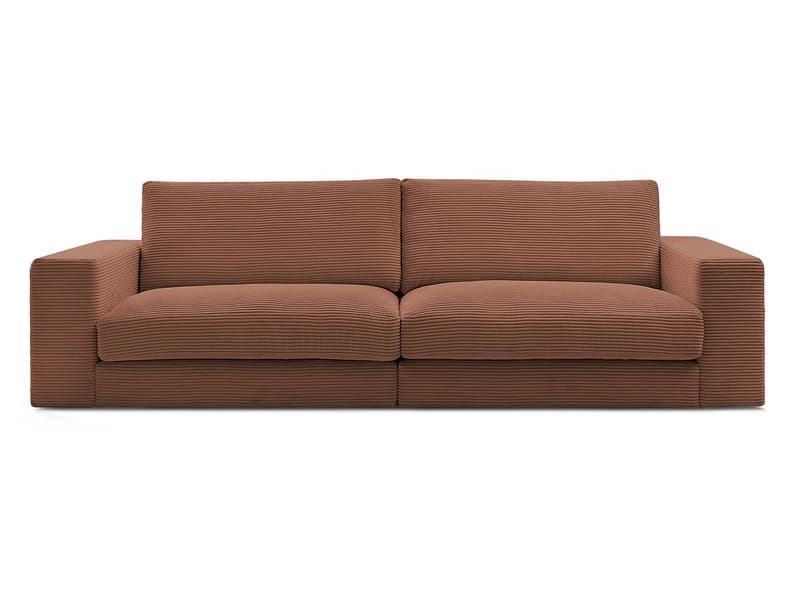 3er Sofa BOBOCHIC LEONARD Cord-Stoff orange