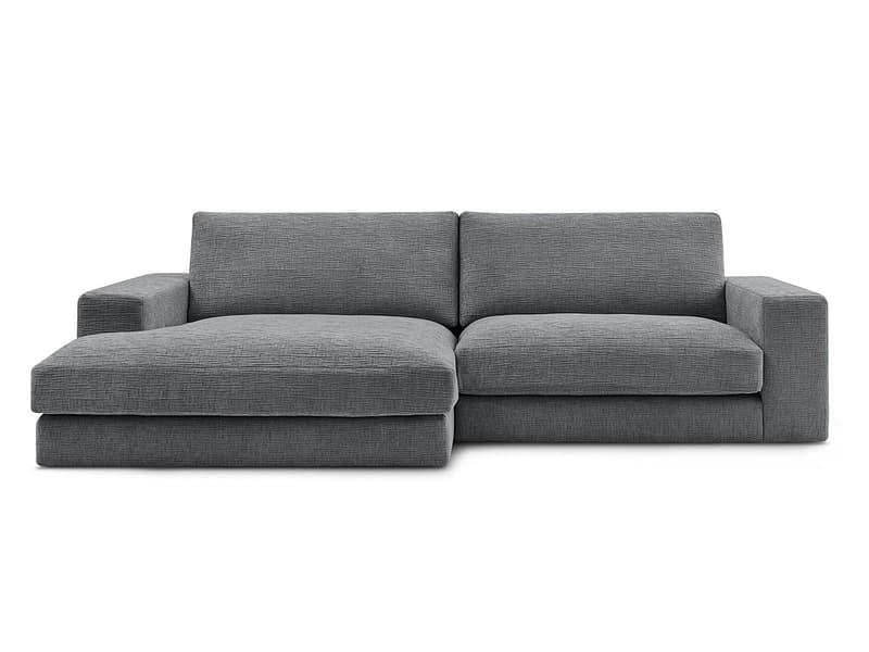 Ecksofa BOBOCHIC LEONARD Stoff mit Textur dunkelgrau