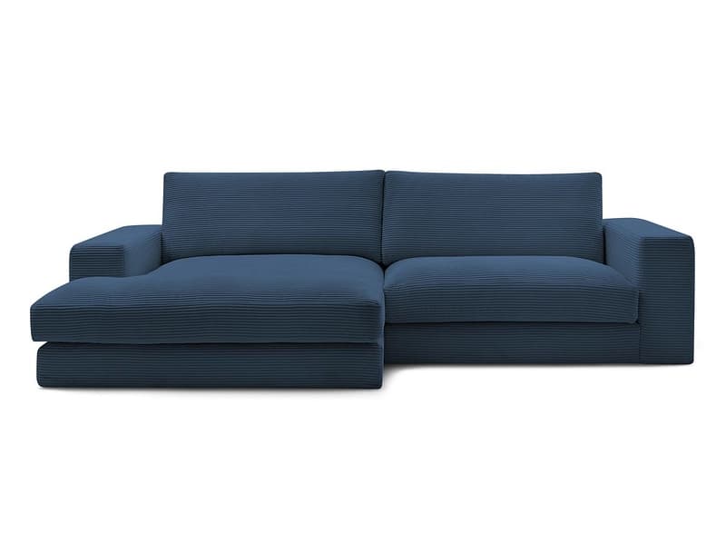 Ecksofa BOBOCHIC LEONARD Cord-Stoff dunkelblau