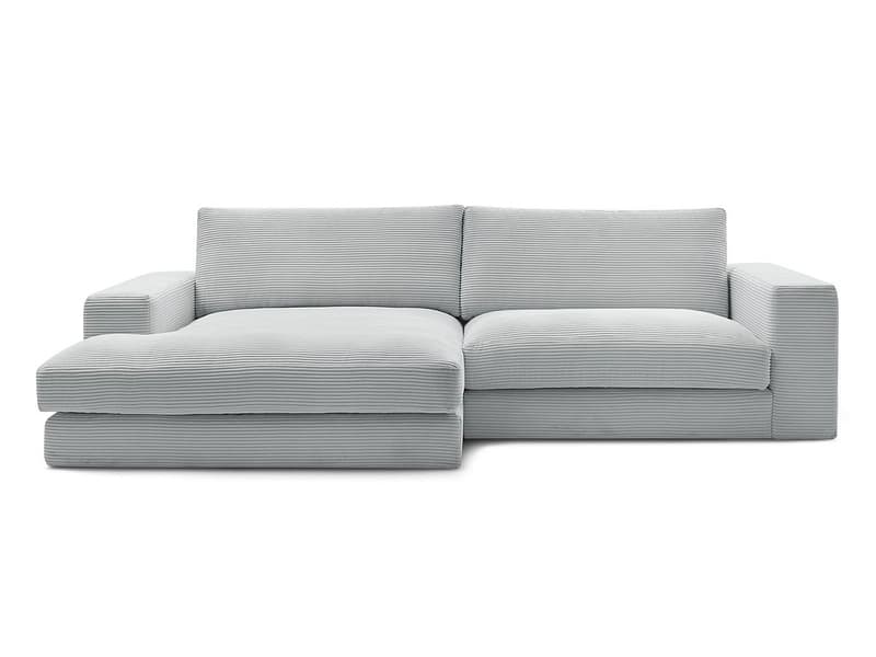 Ecksofa BOBOCHIC LEONARD Cord-Stoff hellgrau