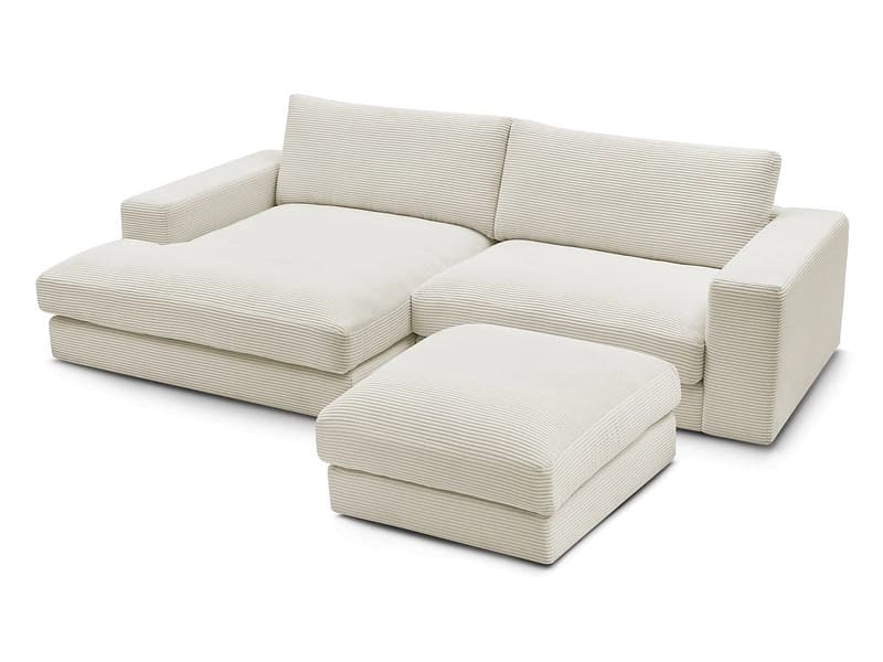 Ecksofa mit Hocker BOBOCHIC LEONARD Cord-Stoff beige