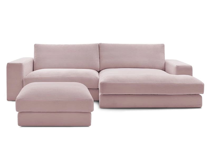 Ecksofa mit Hocker BOBOCHIC LEONARD Cord-Stoff violett