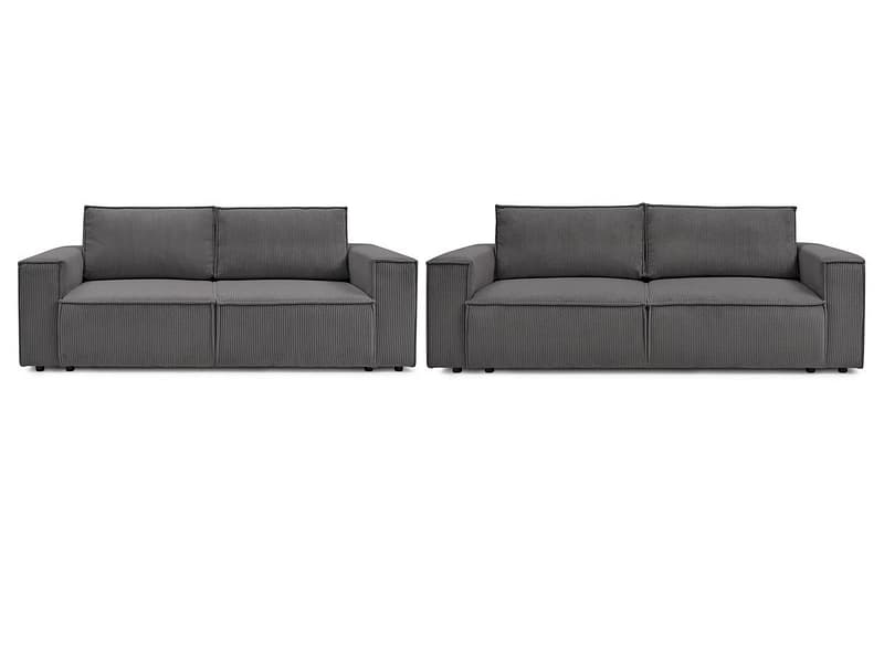 BOBOCHIC 2er + 3er Sofa NIHAD Cord-Stoff dunkelgrau