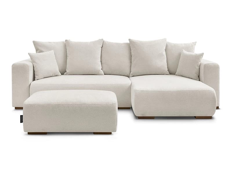 Ecksofa mit Hocker BOBOCHIC SIDONIE Stoff chiniert beige