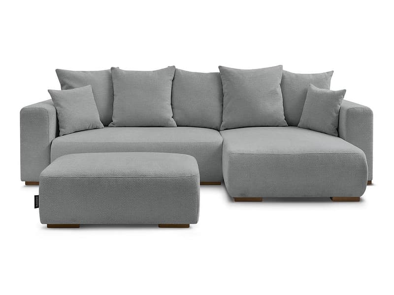 Ecksofa mit Hocker BOBOCHIC SIDONIE Stoff chiniert dunkelgrau