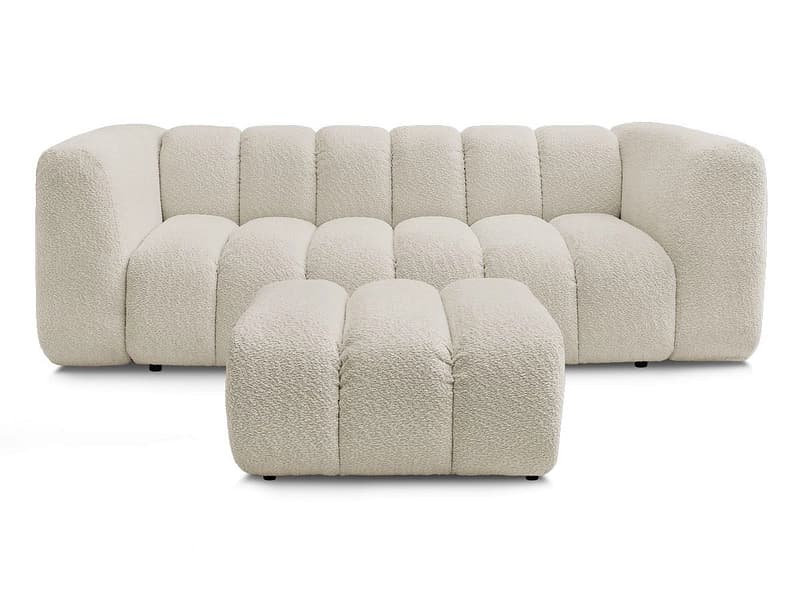 3er Sofa mit Hocker BOBOCHIC TALIA Boucle-Stoff beige