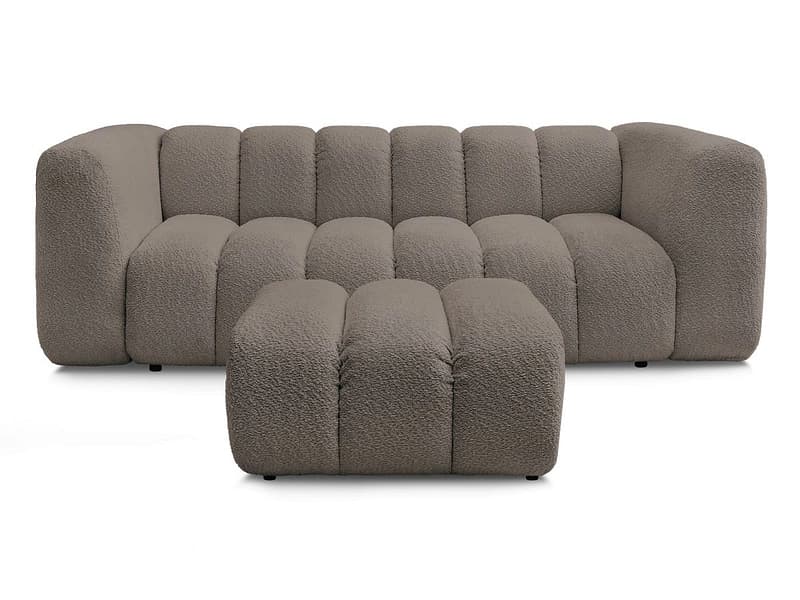 3er Sofa mit Hocker BOBOCHIC TALIA Boucle-Stoff rotbraun