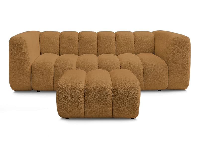 3er Sofa mit Hocker BOBOCHIC TALIA Boucle-Stoff gelb