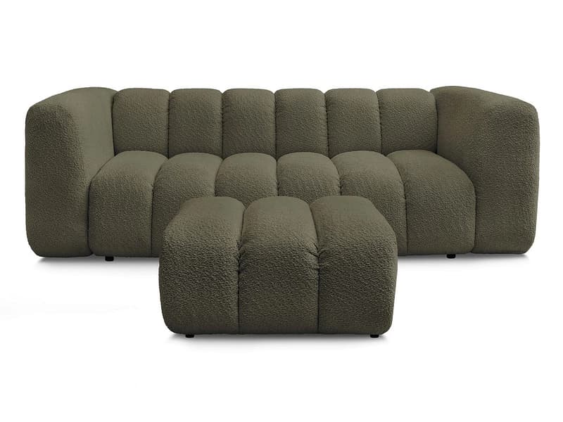 3er Sofa mit Hocker BOBOCHIC TALIA Boucle-Stoff grün