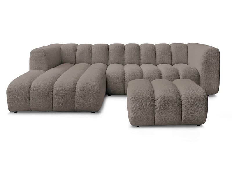 Ecksofa mit Hocker BOBOCHIC TALIA Boucle-Stoff rotbraun