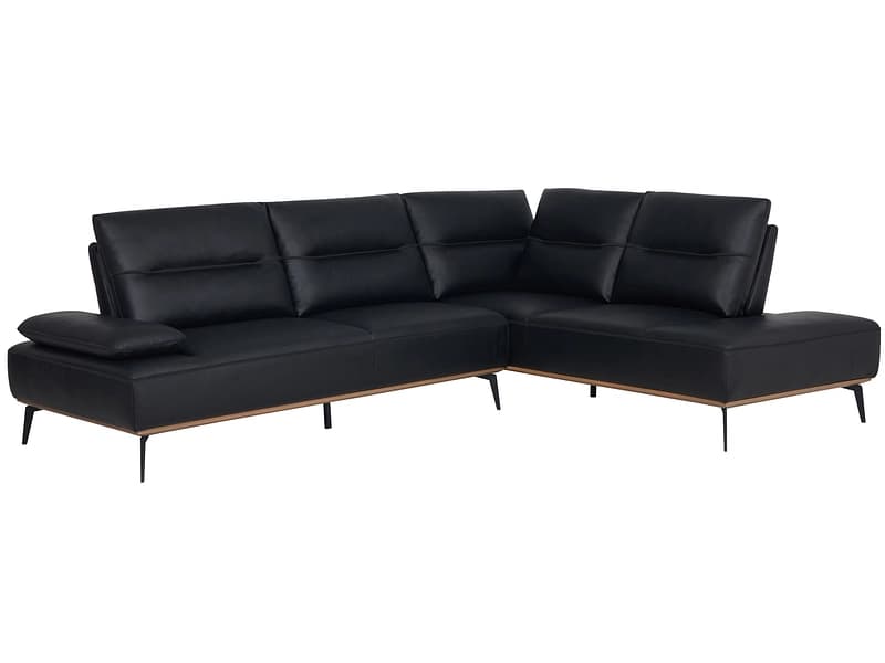 Ecksofa PALERMO Echtleder schwarz