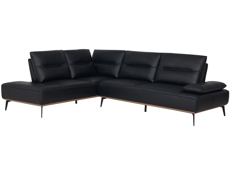 Ecksofa PALERMO Echtleder schwarz